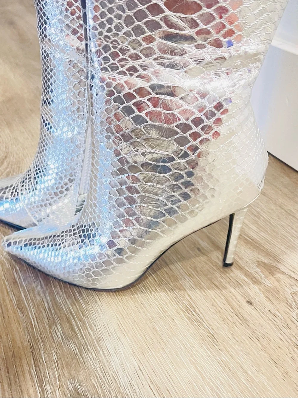 INC International Concepts White Snake-Embossed Over-the-Knee Stiletto Boots